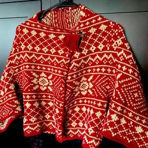 CAbi short red shrug/cardigan